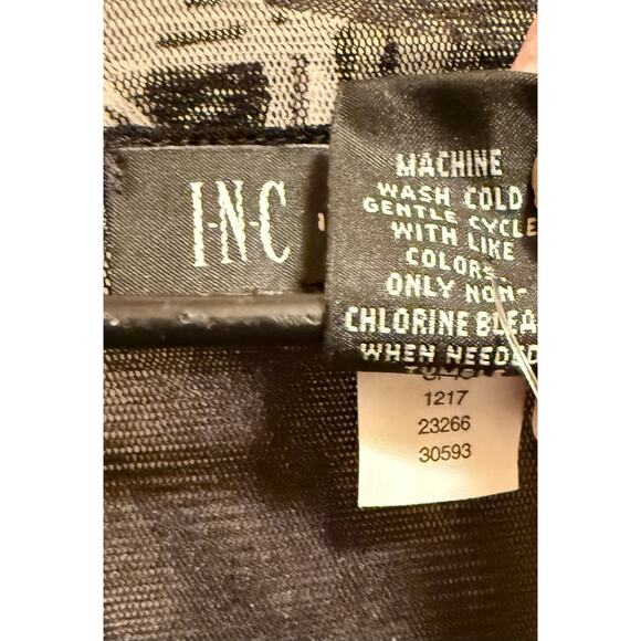 NWT Macys B&W Baroque Mesh Ruched V-Neck Top XL I.N.C. International Concepts - Picture 8 of 9